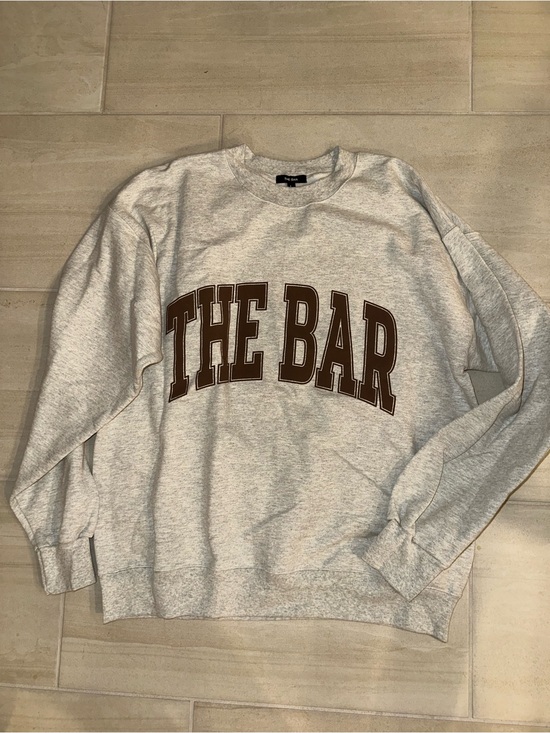 The Bar Tops - The Bar Light Gray Crewneck Sweatshirt with Brown Lettering